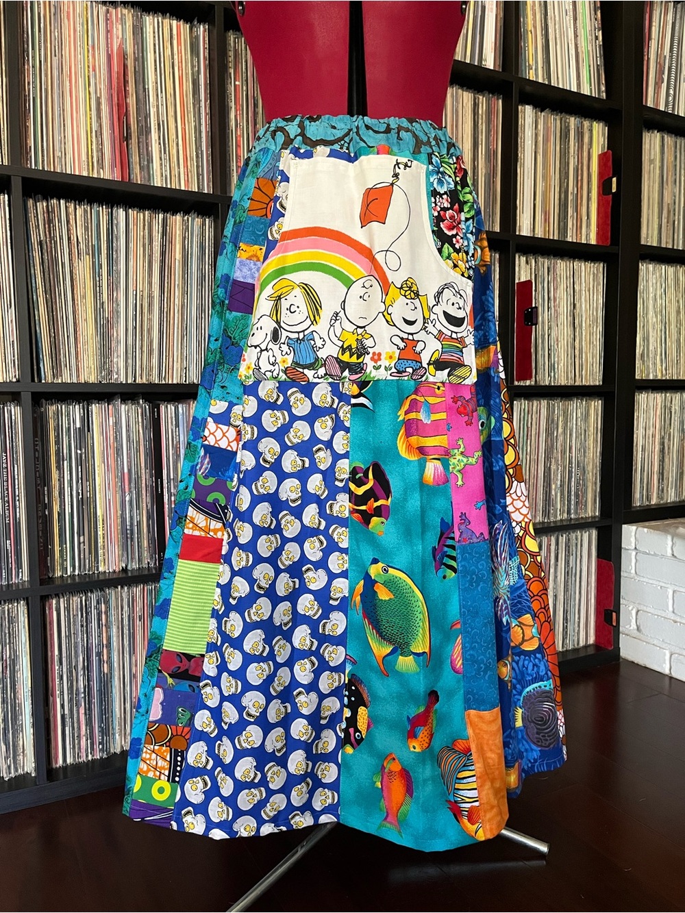 Peanuts rainbow pocket PATCHWORK skirt Phish tour spinner YEMSG 90s Y2K 🌈